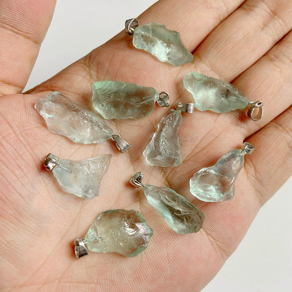 Natural Irregular Gravel Spar Geometric Pendant Stone Necklace Jewelry Accessories