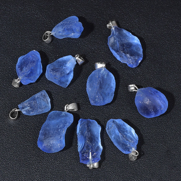 Natural Irregular Gravel Spar Geometric Pendant Stone Necklace Jewelry Accessories