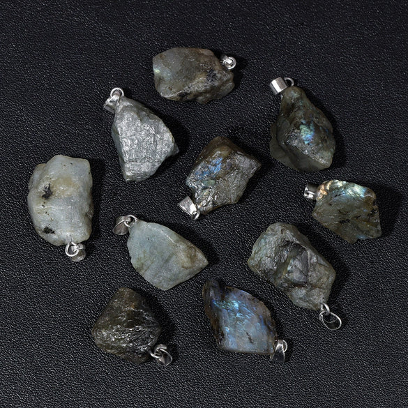 Natural Irregular Gravel Spar Geometric Pendant Stone Necklace Jewelry Accessories