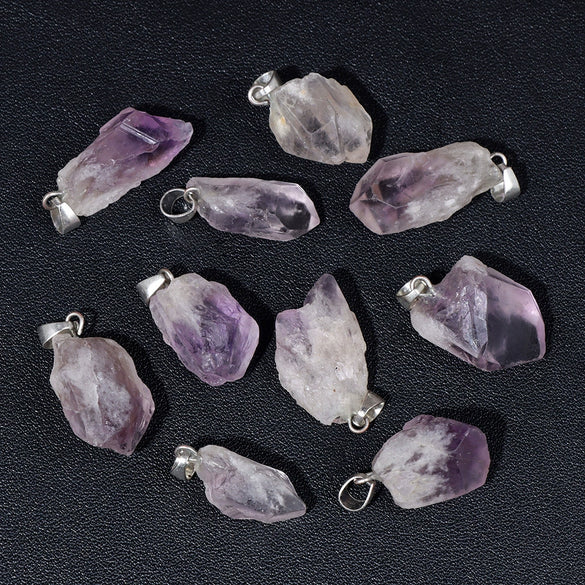 Natural Irregular Gravel Spar Geometric Pendant Stone Necklace Jewelry Accessories