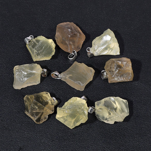 Natural Irregular Gravel Spar Geometric Pendant Stone Necklace Jewelry Accessories