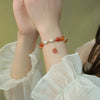 Natural Pearl And Yellow Agate Fruit Shaped Pendant Handmade Women's Bracelet