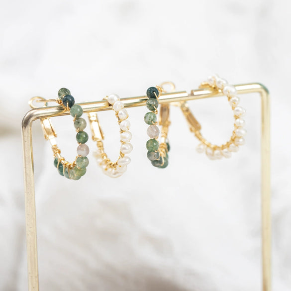 Natural Pearl Geometric Handmade Braided Earrings 18K Gold Tone Light Luxury Earrings For Women