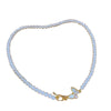 Natural Pearl Necklace With Mixed Gem Inlay Pendant For Female
