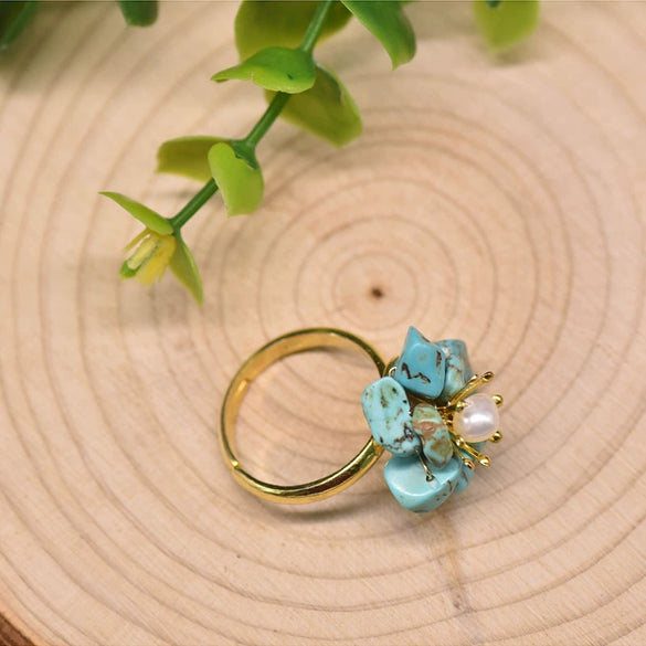 Natural Pearl Ring Retro Highend Flowers Light Luxury Elegant Jewelry