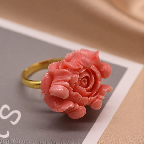 Natural Pearl Ring Retro Highend Flowers Light Luxury Elegant Jewelry