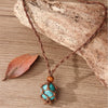 Natural Powder Crystal Necklace Pendant Handwoven With Wax Rope Set With Gems In Doll Heart Geometric Pattern For Women