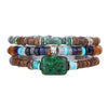 Natural Raw Stone Wood Beaded Geometric Handmade Unisex Bracelet