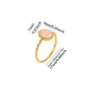 Natural Rose Quartz Geometric Teardrop Gold Plated Titanium Steel Open Ring With Textured Finish Wholesale Jewelry