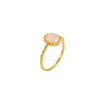 Natural Rose Quartz Geometric Teardrop Gold Plated Titanium Steel Open Ring With Textured Finish Wholesale Jewelry