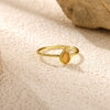 Natural Rose Quartz Geometric Teardrop Gold Plated Titanium Steel Open Ring With Textured Finish Wholesale Jewelry