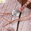 Natural Rose Quartz Raw Stone Braided Wrap Bracelet Handmade Electroplated Natural Stone Multi Layer Bracelet For Women And Unisex