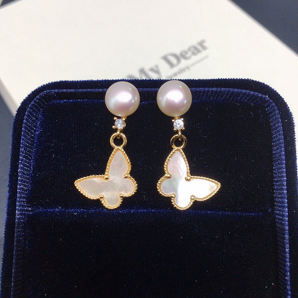 Natural Sea Shell And Freshwater Pearl Jewelry Set Pendant Earrings Ring