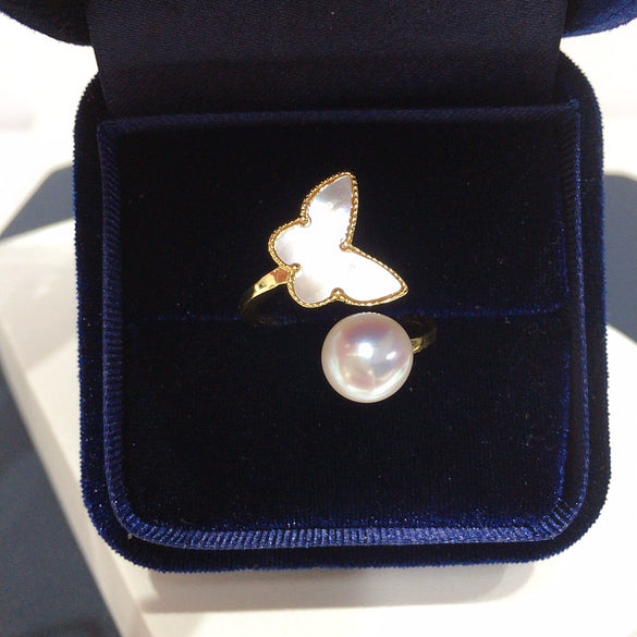 Natural Sea Shell And Freshwater Pearl Jewelry Set Pendant Earrings Ring