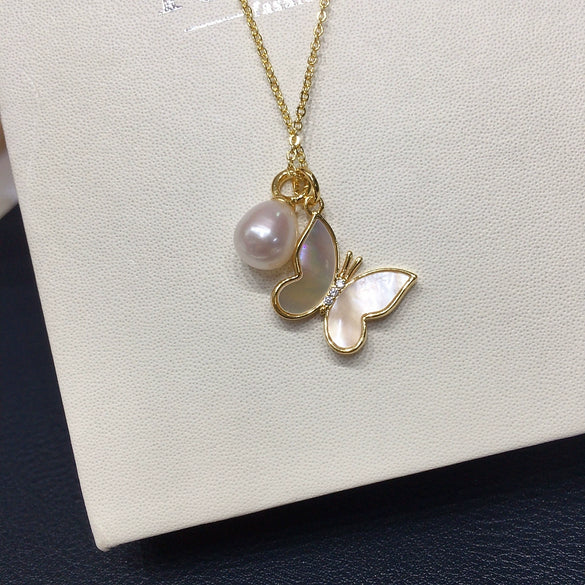 Natural Sea Shell And Freshwater Pearl Jewelry Set Pendant Earrings Ring