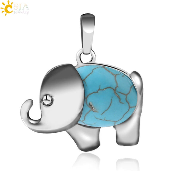 Natural Stone And Alloy Accessories Animal Shape Minimalist Jewelry Small Elephant Necklace Pendant With Electroplating