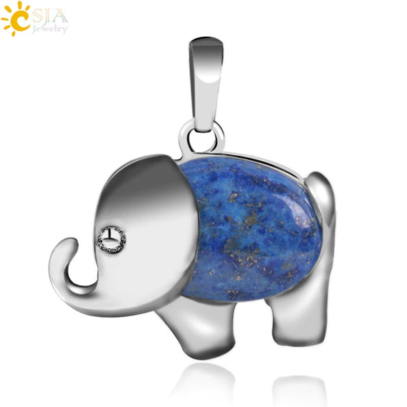 Natural Stone And Alloy Accessories Animal Shape Minimalist Jewelry Small Elephant Necklace Pendant With Electroplating