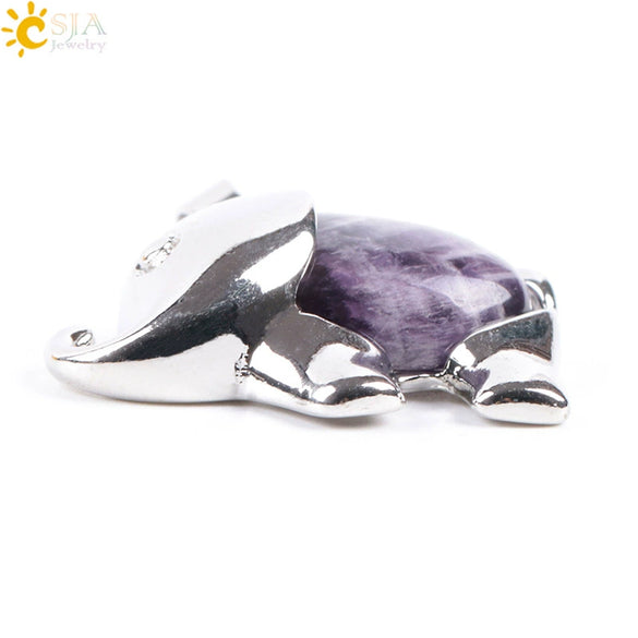 Natural Stone And Alloy Accessories Animal Shape Minimalist Jewelry Small Elephant Necklace Pendant With Electroplating