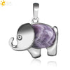 Natural Stone And Alloy Accessories Animal Shape Minimalist Jewelry Small Elephant Necklace Pendant With Electroplating