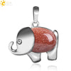 Natural Stone And Alloy Accessories Animal Shape Minimalist Jewelry Small Elephant Necklace Pendant With Electroplating