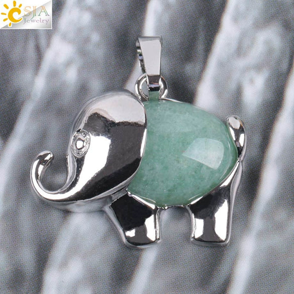 Natural Stone And Alloy Accessories Animal Shape Minimalist Jewelry Small Elephant Necklace Pendant With Electroplating