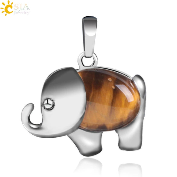 Natural Stone And Alloy Accessories Animal Shape Minimalist Jewelry Small Elephant Necklace Pendant With Electroplating
