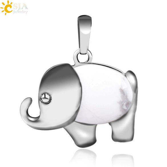 Natural Stone And Alloy Accessories Animal Shape Minimalist Jewelry Small Elephant Necklace Pendant With Electroplating