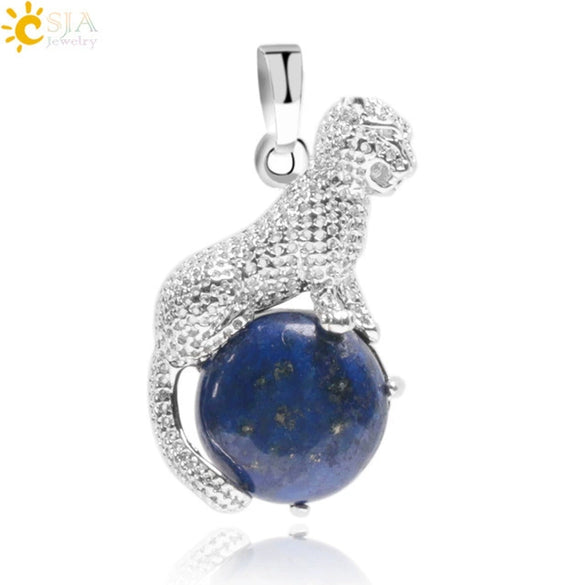 Natural Stone And Copper Accessories Animal Leopard Pendant Minimalist Amethyst Multicolor Necklace Jewelry
