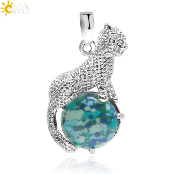 Natural Stone And Copper Accessories Animal Leopard Pendant Minimalist Amethyst Multicolor Necklace Jewelry