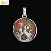 Natural Stone And Copper Accessories Double Kitty Doublesided Minimalist Necklace Pendant Jewelry For Female
