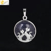 Natural Stone And Copper Accessories Double Kitty Doublesided Minimalist Necklace Pendant Jewelry For Female