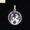 Natural Stone And Copper Accessories Double Kitty Doublesided Minimalist Necklace Pendant Jewelry For Female
