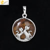 Natural Stone And Copper Accessories Double Kitty Doublesided Minimalist Necklace Pendant Jewelry For Female