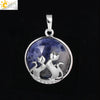 Natural Stone And Copper Accessories Double Kitty Doublesided Minimalist Necklace Pendant Jewelry For Female