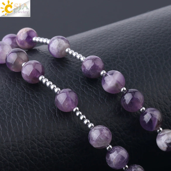 Natural Stone And Copper Accessories Minimalist Column Pendant Necklace With Rope Chain For Women