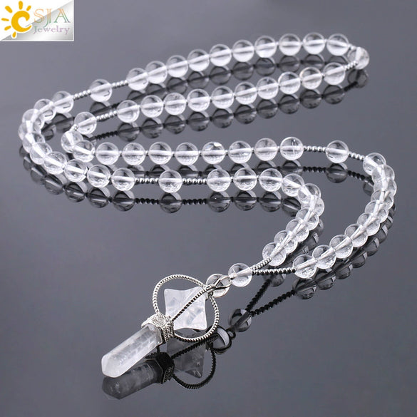 Natural Stone And Copper Accessories Minimalist Column Pendant Necklace With Rope Chain For Women