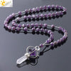 Natural Stone And Copper Accessories Minimalist Column Pendant Necklace With Rope Chain For Women