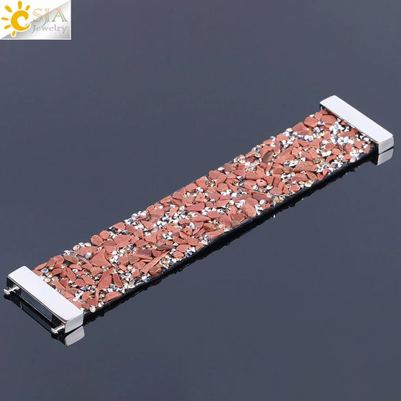 Natural Stone And Copper Wide Winding Bracelet With Shell Gravel Pattern Magnetic Clasp Minimalist Fashion Bracelet For Women