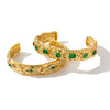 Natural Stone And Rhinestone Stainless Steel Bracelet With 18K Gold Vacuum Plating For Women