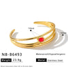Natural Stone And Rhinestone Stainless Steel Bracelet With 18K Gold Vacuum Plating For Women