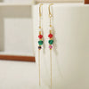 Natural Stone And Stainless Steel Geometric Handmade Long Tassel Earrings
