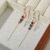 Natural Stone And Stainless Steel Geometric Handmade Long Tassel Earrings