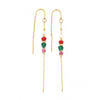 Natural Stone And Stainless Steel Geometric Handmade Long Tassel Earrings