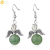 Natural Stone Angel Wing Heart Earrings Minimalist Small Women’s Fashion Jewelry