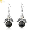 Natural Stone Angel Wing Heart Earrings Minimalist Small Women’s Fashion Jewelry