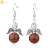 Natural Stone Angel Wing Heart Earrings Minimalist Small Women’s Fashion Jewelry