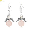 Natural Stone Angel Wing Heart Earrings Minimalist Small Women’s Fashion Jewelry