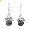 Natural Stone Angel Wing Heart Earrings Minimalist Small Women’s Fashion Jewelry
