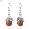 Natural Stone Angel Wing Heart Earrings Minimalist Small Women’s Fashion Jewelry