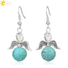 Natural Stone Angel Wing Heart Earrings Minimalist Small Women’s Fashion Jewelry